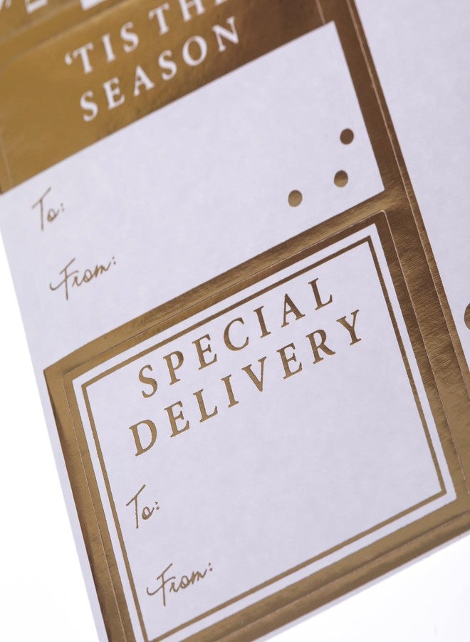 Graphique Shimmering White Gift Labels | 52 Self-Adhesive Christmas Stickers | 13 Designs with Gold Foil Accents | to and from Names | for Holiday Wrapping Paper & Gift Bags - Image 4